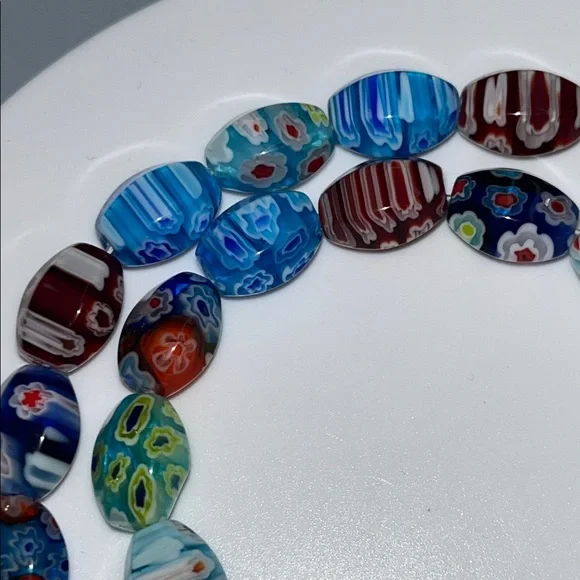 Vintage Murano Millefiori Italian Colorful Glass Graduated Bead Necklace - Picture 11 of 15